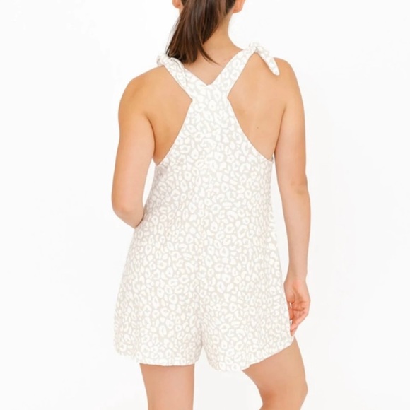 Smash + Tess BRUNCH TIME BUTTON UP ROMPERALLS in Ivory Lola Leopard - Picture 5 of 6